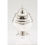 A D. Maria sugar bowlPortuguese silver, 19th centuryPlain oval body of two fine groove friezesSphere