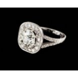 A solitary ringPlatinumSet with one antique brilliant cut diamond (ca.1.70ct) of possible J/K colour