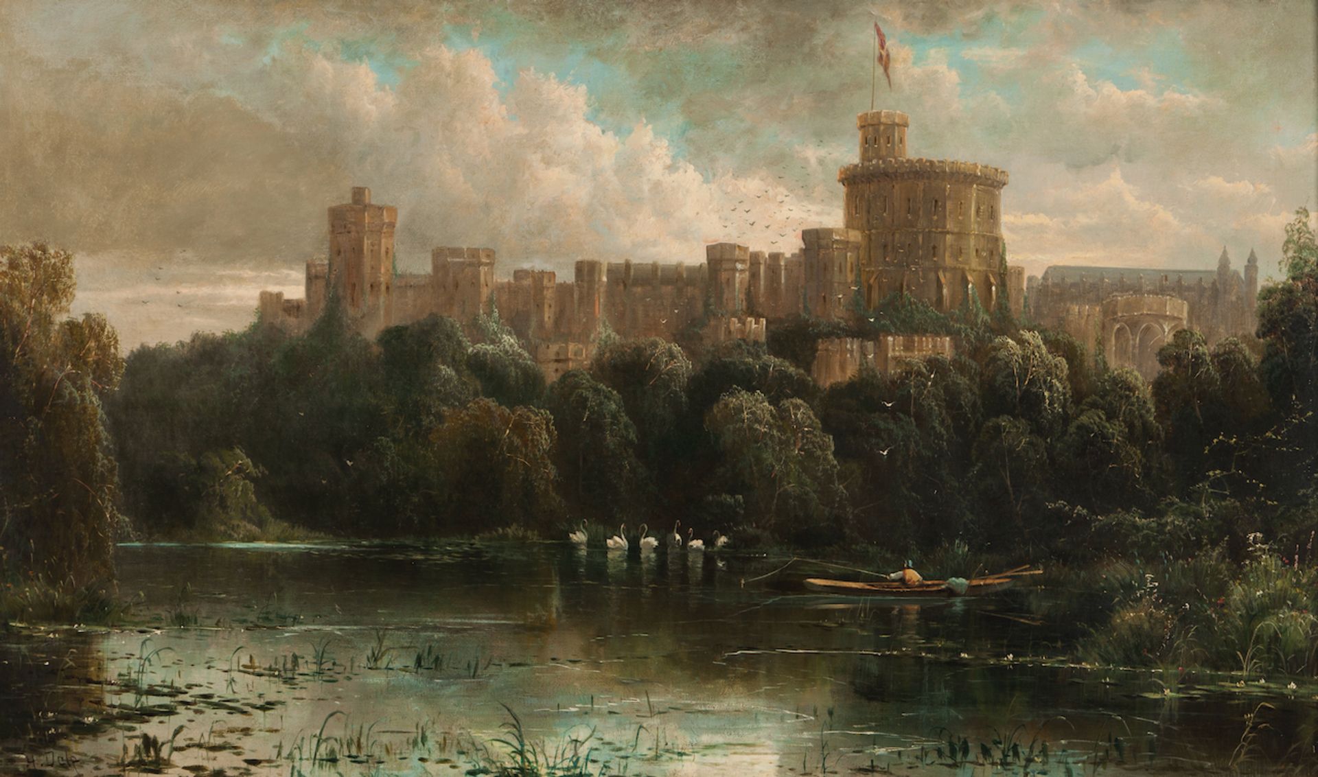 English school, 19th centuryWindsor CastleOil on canvasUnreadable signature76x127 cm