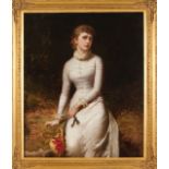 English school, 19th centuryPortrait of a Lady in a white dressOil on canvas130x107 cm