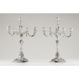 An important pair of six branch candelabraPortuguese silverD.José style following the "Germain"