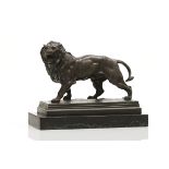 Charles Valtou (1851-1918)A lionPatinated bronze sculptureMarble standSigned20x25,5x12 cm