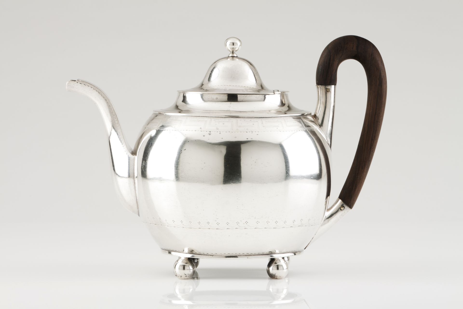 A D. Maria teapot by António Firmo da CostaPortuguese silver, 19th centuryPlain body od chiselled