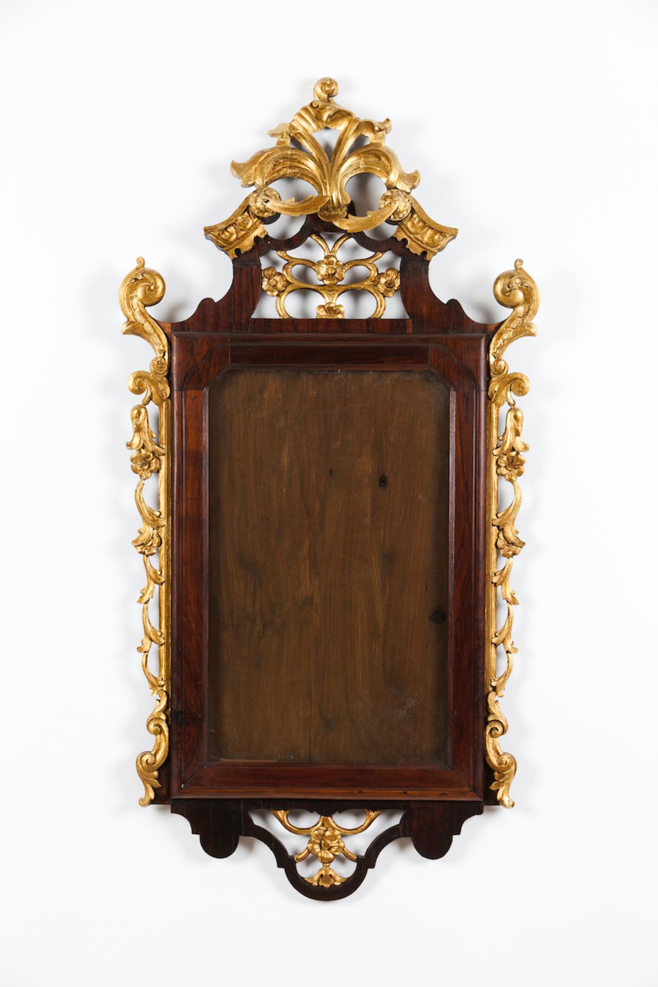 A pair of D. José style mirror framesRosewood veneered timberCarved and gilt decoration of foliage