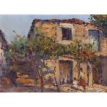 Jaime Murteira (1910-1986)A landscape with buildings and figuresOil on hardboardSigned24x33 cm