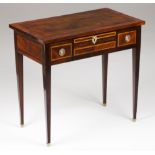 A D. Maria style ladies' deskMahoganyOne drawer and brown leather lined topYellow metal hardware18th