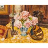 Falcão Trigoso (1879-1956)A still-life with flowers and objectsOil on canvasSigned 40x50 cm