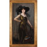 Sixtus Von Dzbanski (1874-1953)A portrait of a lady with golden dressOil on canvasSigned and dated