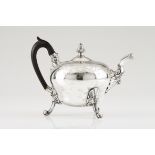 A D. José teapotPortuguese silver, 18th centuryPear shaped body of chiselled foliage decorationSpout