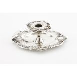 A chamber stickPortuguese silverScalloped and pierced base with foliage and blanc cartouche