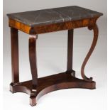 A Louis Phillipe console tableMahogany and burr mahogany veneerMarble topFrance, 19th century(