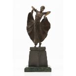 Isadora DuncanArt Deco patinated bronze sculptureMarble standSigned D.H. Chiparus (1886-1947)France,