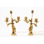 A pair of Napoleon III two branch candelabra