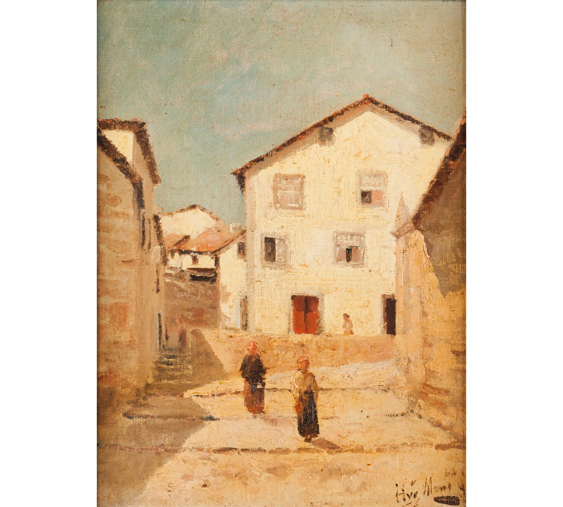 Hygino Mendonça (XIX-1920)A view of a village and figures
