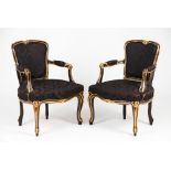 A pair of Louis XV style fauteuils