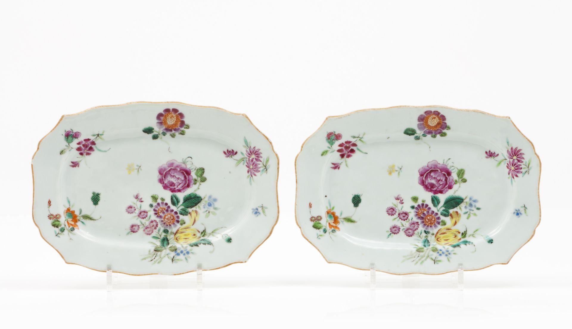 A pair of scalloped serving trays