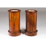 Two Louis Philippe cylinder bedside cabinets