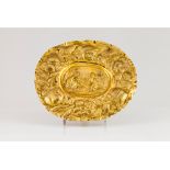 An elliptic gilt metal tray