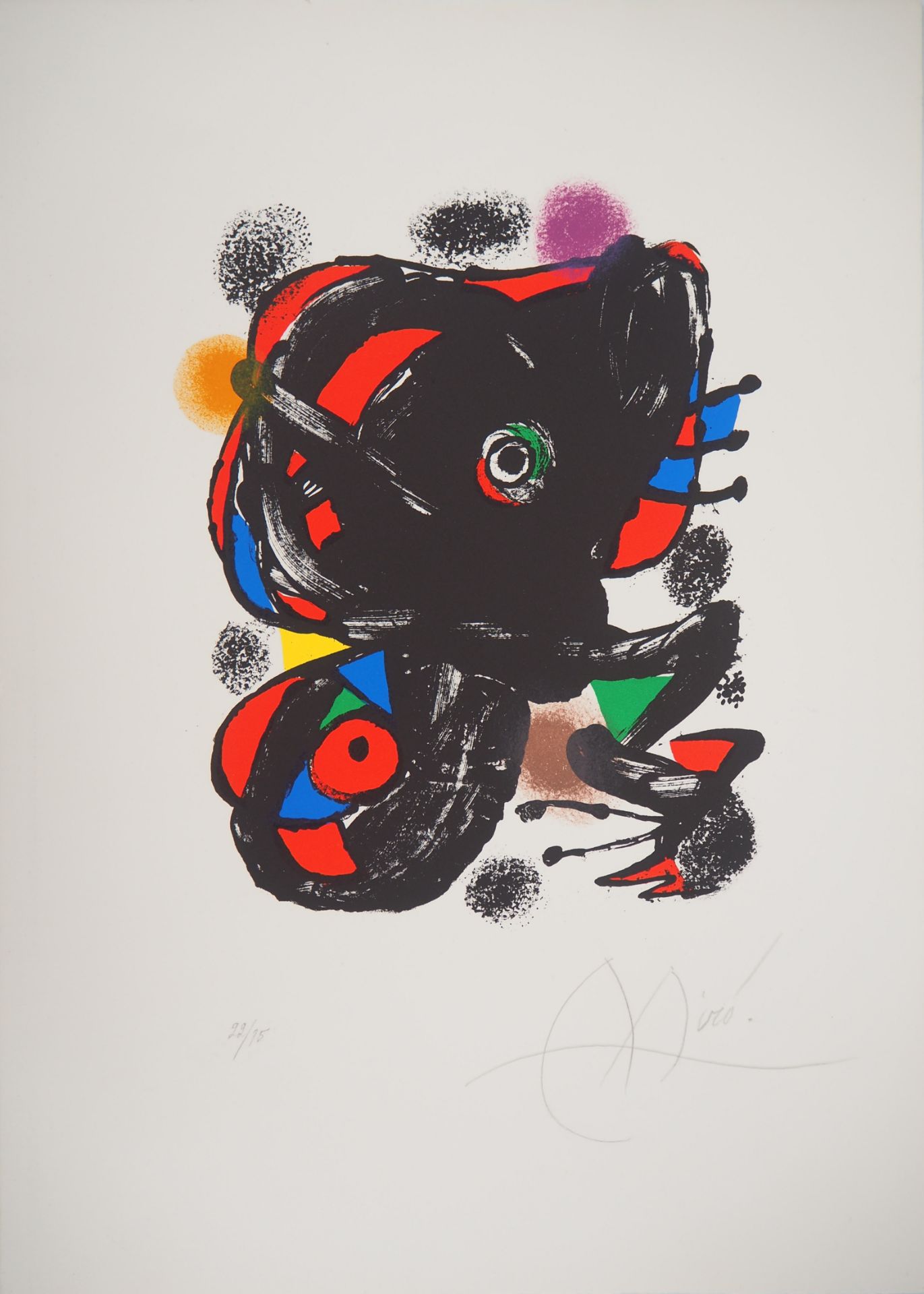 Joan Miro (1893-1983) Composition surréaliste, 1976 Lithographie en couleur Signée [...]