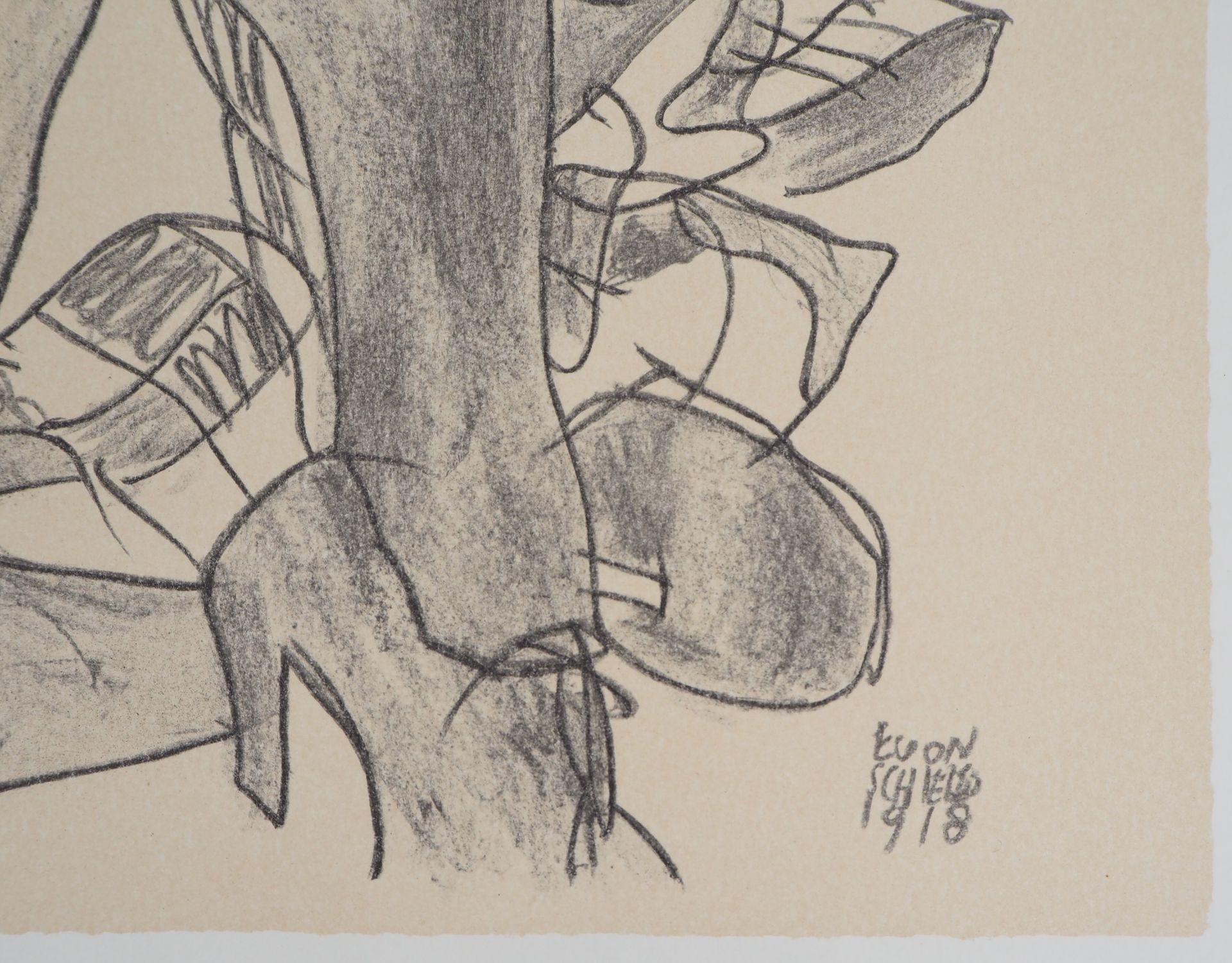 Egon SCHIELE (d'après) Nu provocant Lithographie d'après un dessin de 1918 Signée [...] - Bild 7 aus 7