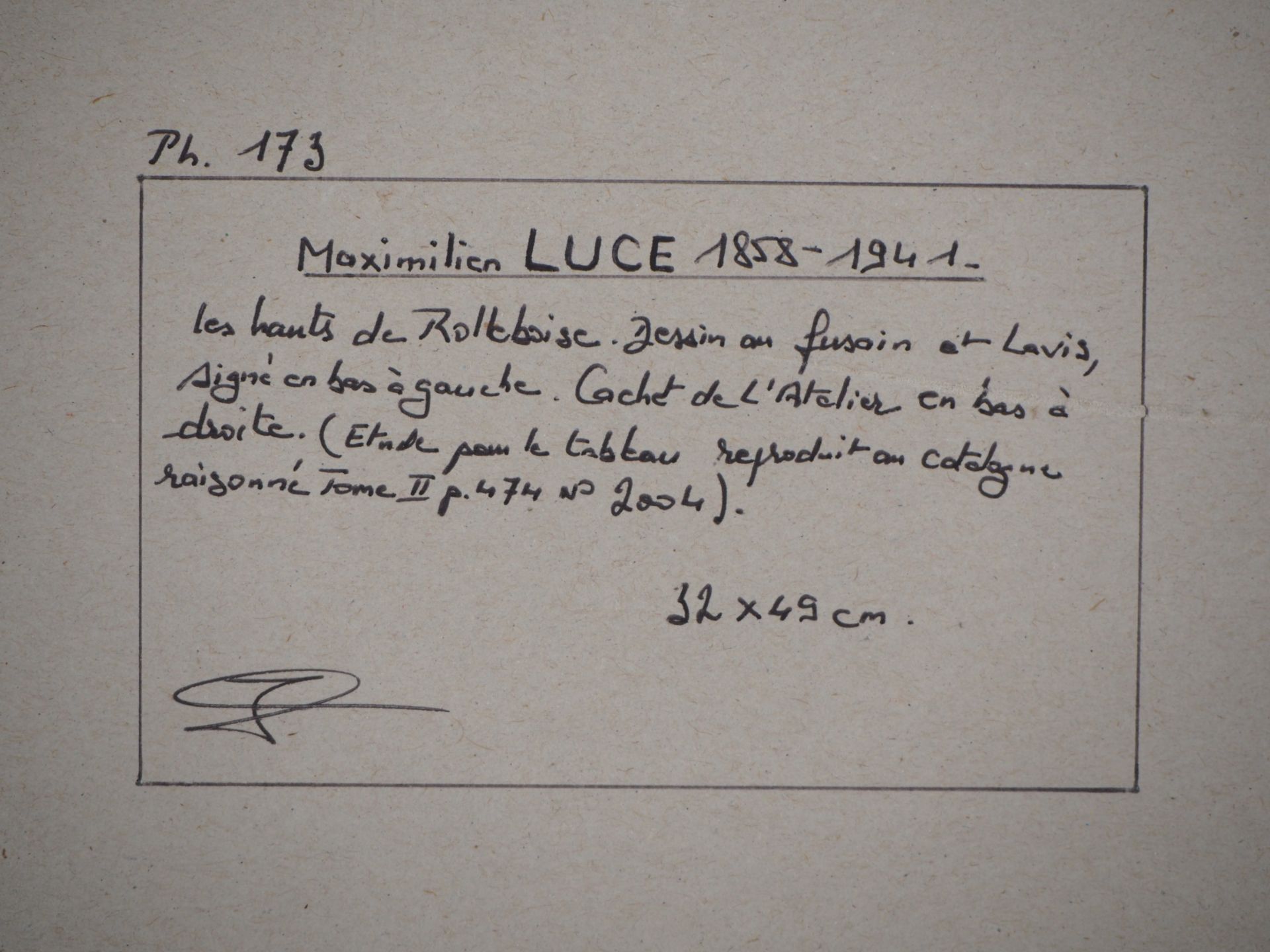 Maximilien Luce Giverny : les Hauts de Rolleboise, c. 1920 Encre de Chine, Lavis et [...] - Image 8 of 8