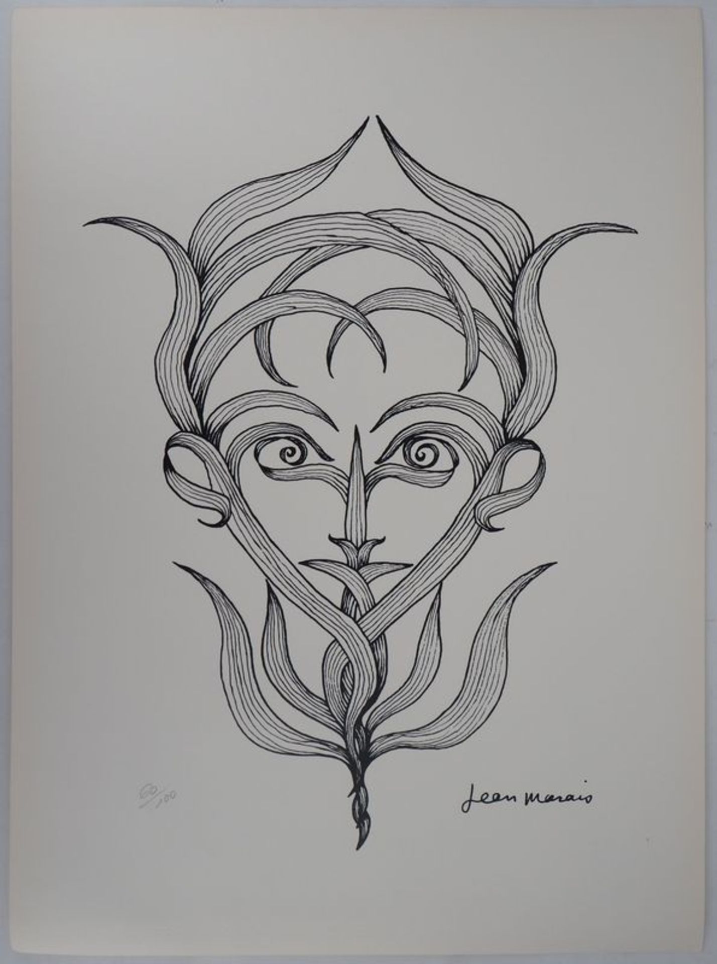 Jean MARAIS (1913 - 1998) Visage végétal Lithographie sur canson Vidalon Signée [...]