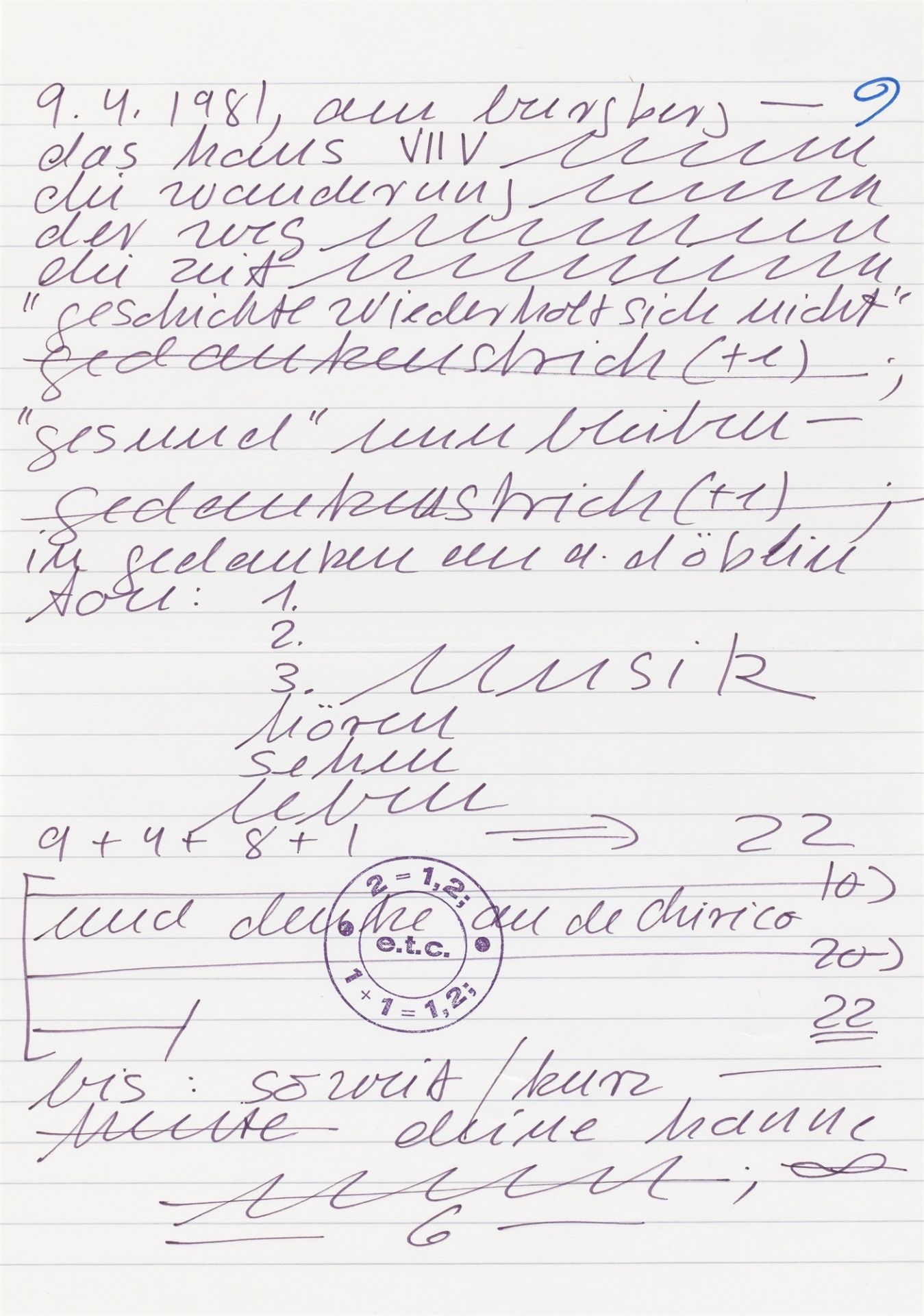 Hanne Darboven. Ohne Titel (Brief an Herrn Gaffron). 1981 - Bild 11 aus 13