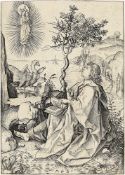 Martin Schongauer. „St. John on Patmos“ / „Johannes auf Patmos“. Um 1480
