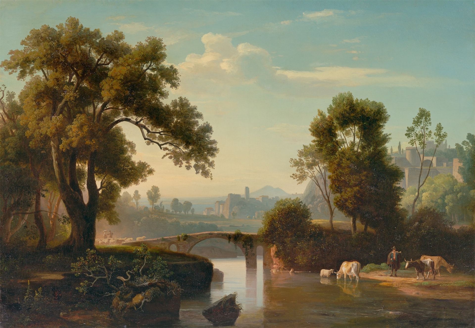 Johann Wilhelm Schirmer. Italienische Landschaft mit Hirten. Um 1841