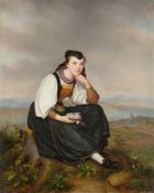 August von der Embde. Porträt der Tochter und Künstlerin Caroline Klauhold von der Embde als …. 1833