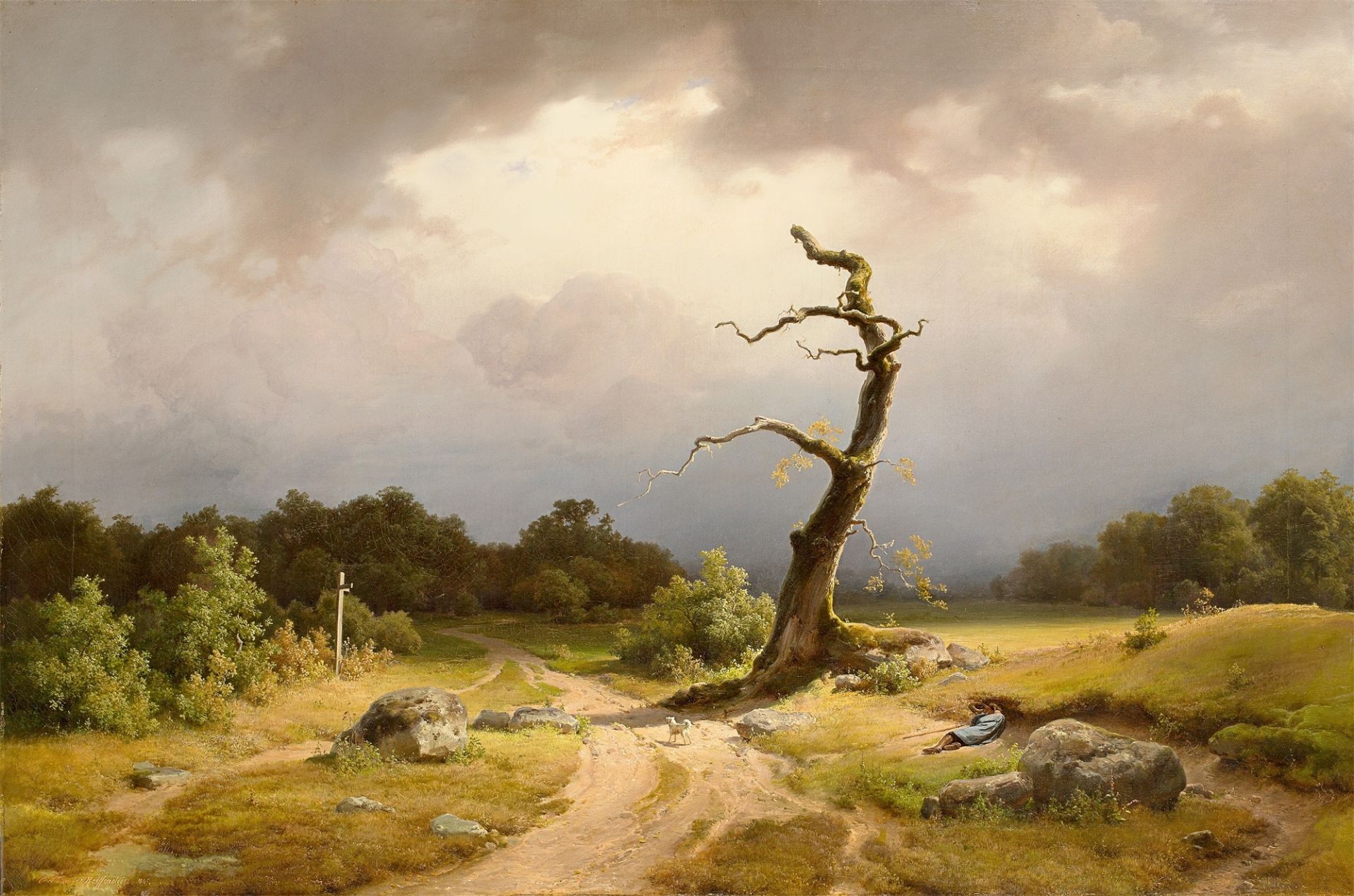 Carl Theodor Reiffenstein. Landschaft bei heranziehendem Gewitter. 1845