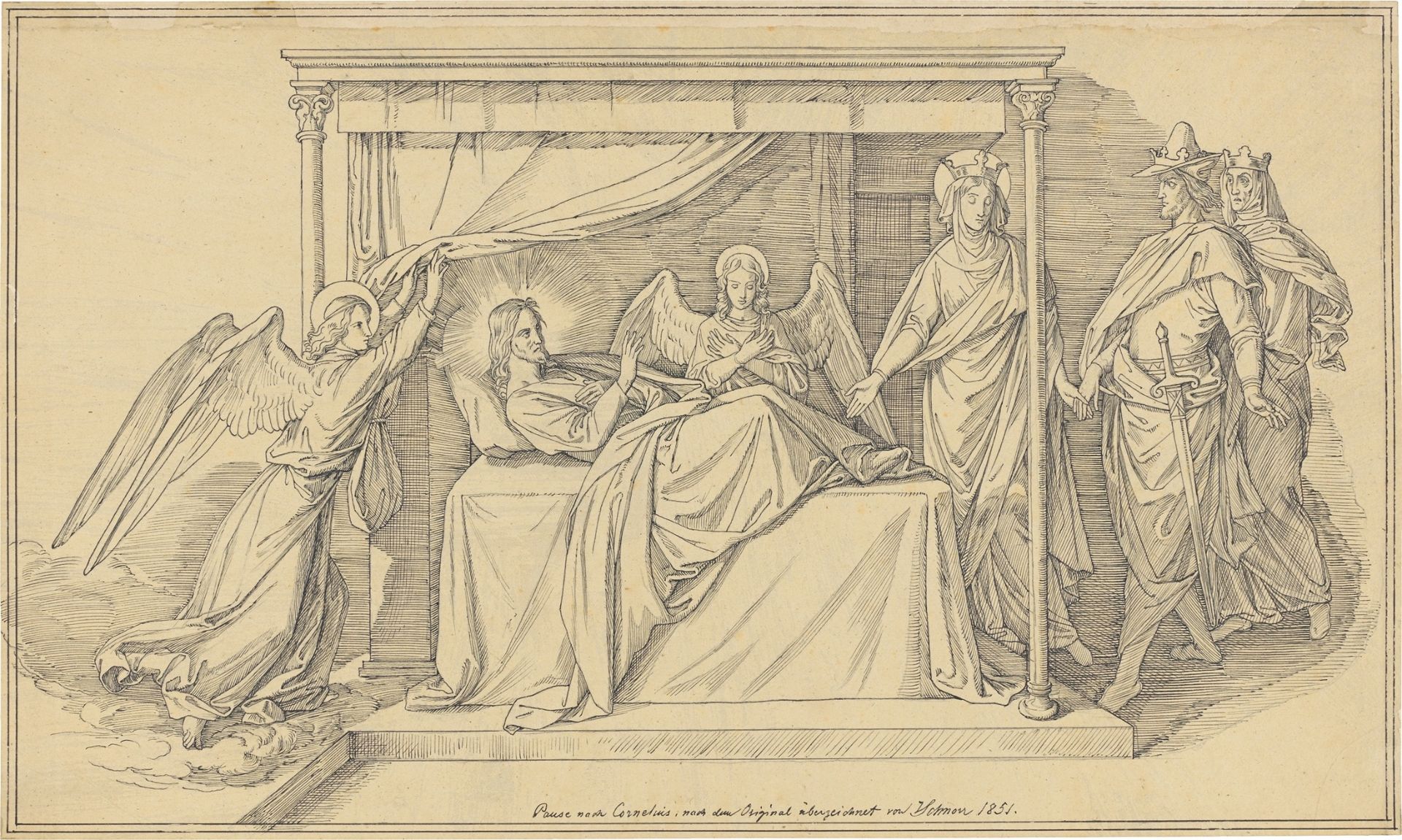 Julius Schnorr von Carolsfeld. Die Heilige Elisabeth zeigt ihrem Gemahl einen von ihr gepfleg…. 1851