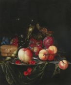 Cornelis de Heem. Stillleben mit Pfirsichen, Trauben und Pflaumen.