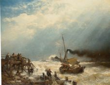 Andreas Achenbach. Marine. Hafen von Ostende. 1858