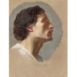 Deutsch, 1857. Kopf eines Mannes im Profil nach rechts. 1857