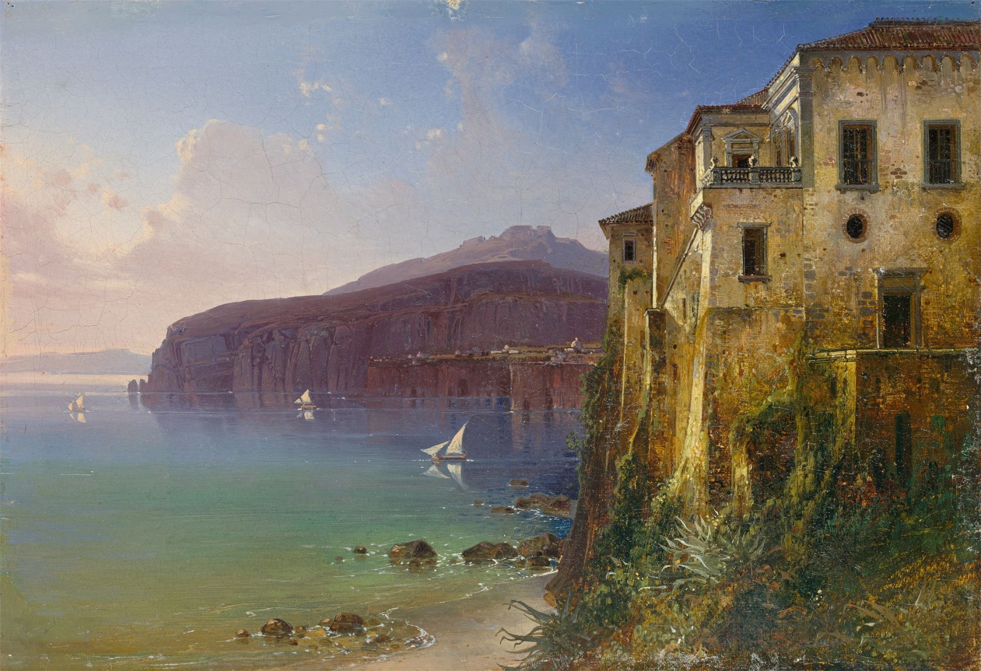 August Wilhelm Ferdinand Schirmer. Tassos Haus an der Küste von Sorrent. (Vor) 1836