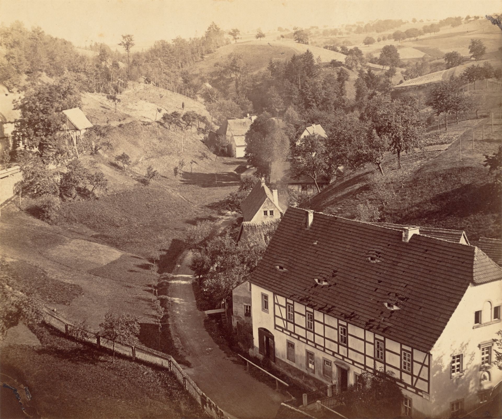 August Kotzsch. Loschwitzgrund mit Gasthof Eule. Um 1865