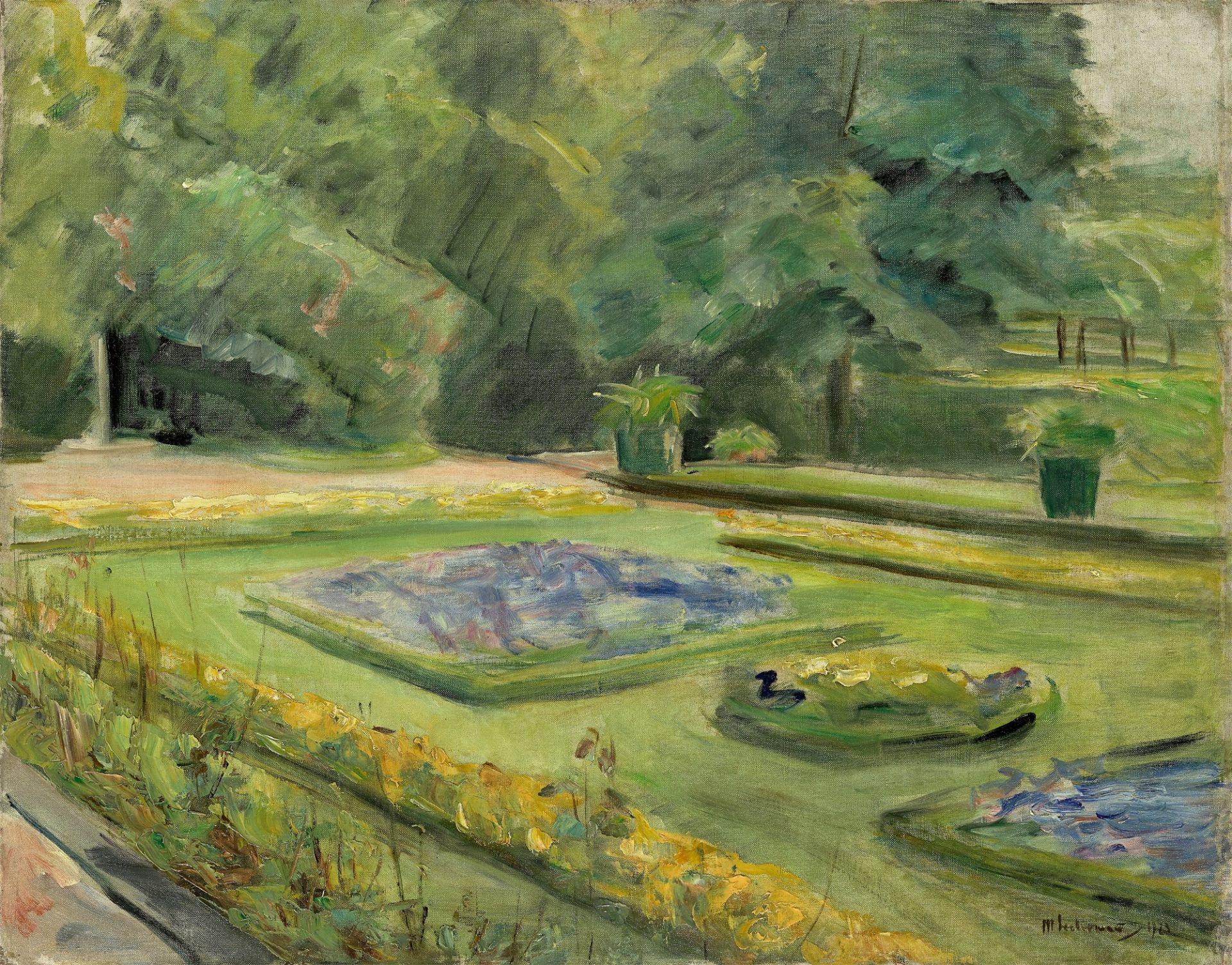 Max Liebermann. „Die Blumenterrasse im Wannseegarten nach Nordosten“. 1923