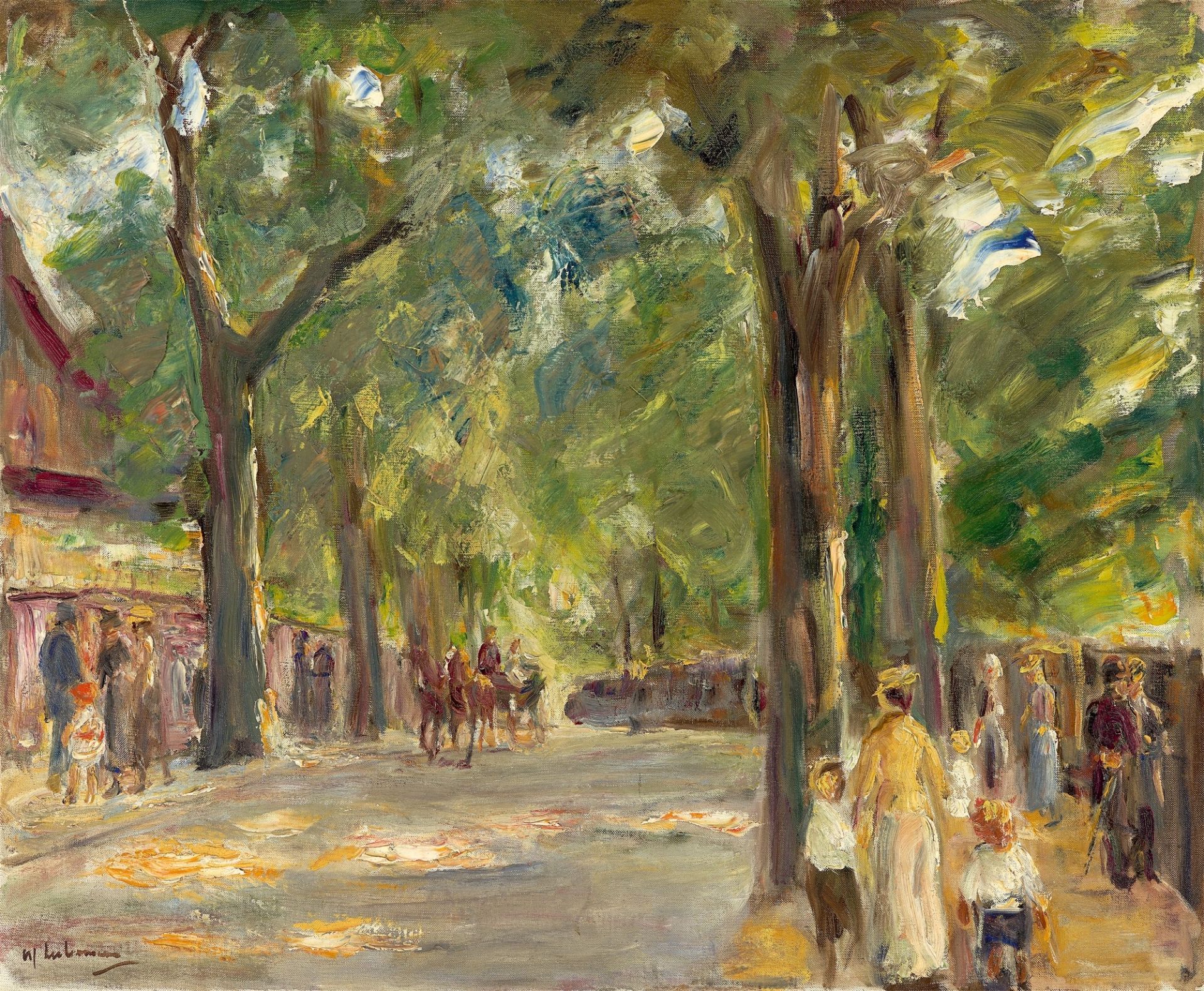 Max Liebermann. „Die Große Seestrasse in Wannsee mit Spaziergängern“. 1920 (?)