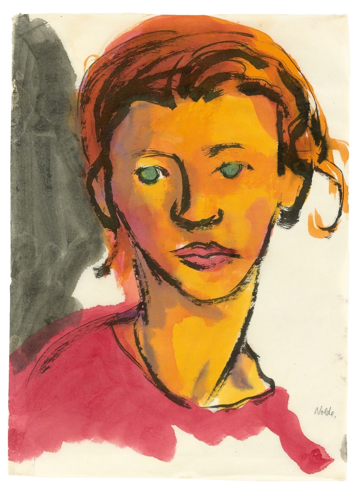 Emil Nolde. „Frauenbildnis (rotblondes Haar, grüne Augen)“. Um 1920/21