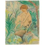 Otto Mueller. „Im Gras sitzendes Mädchen“. Um 1925