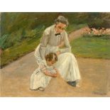 Max Liebermann. „Enkelin und Kinderfrau beim Spielen im Garten“. 1919