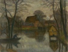 Otto Modersohn. „Dämmerung an der Wümme im Alten Dorf“. 1931