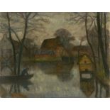 Otto Modersohn. „Dämmerung an der Wümme im Alten Dorf“. 1931