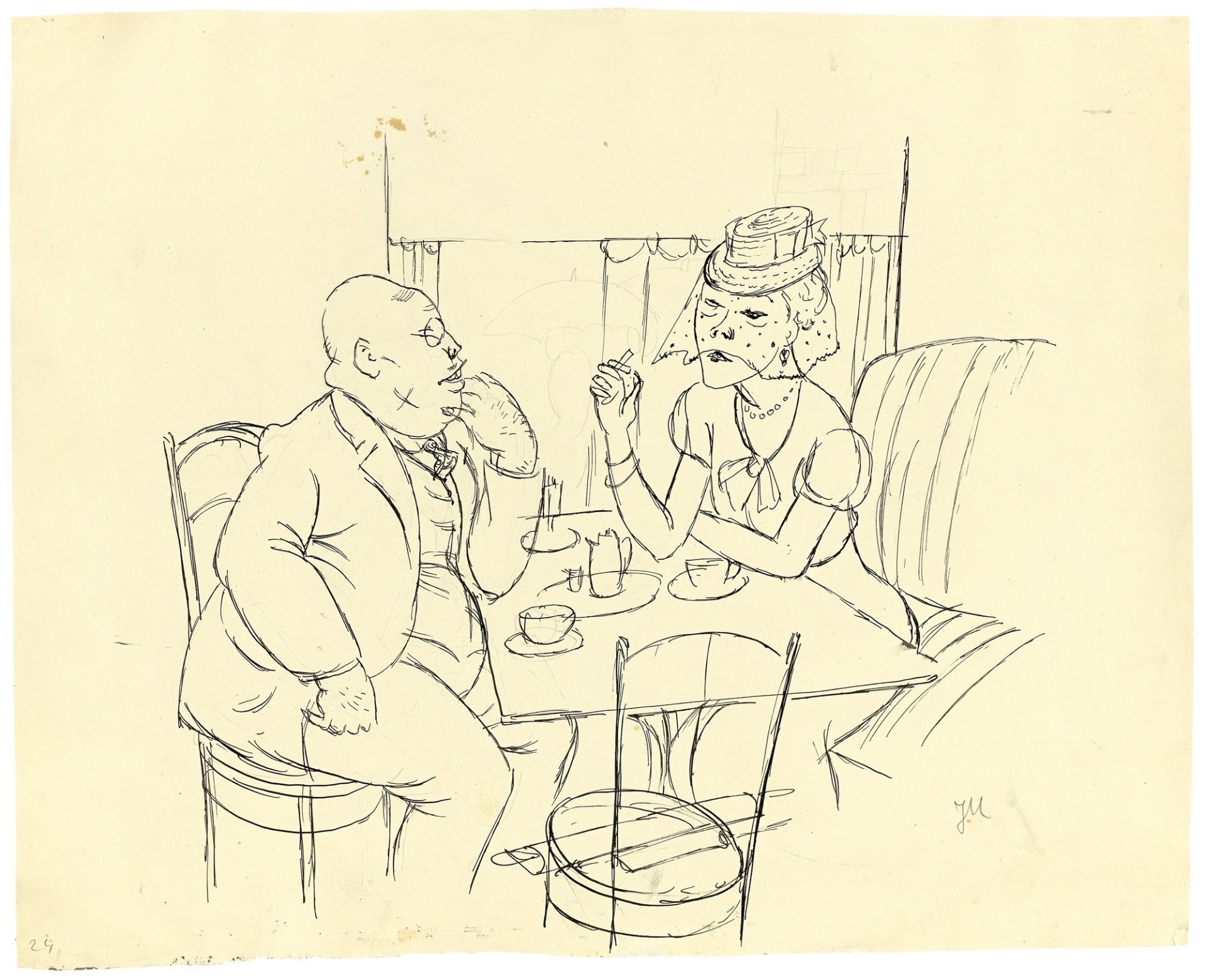 Jeanne Mammen. „Paar am Tisch“. Um 1946