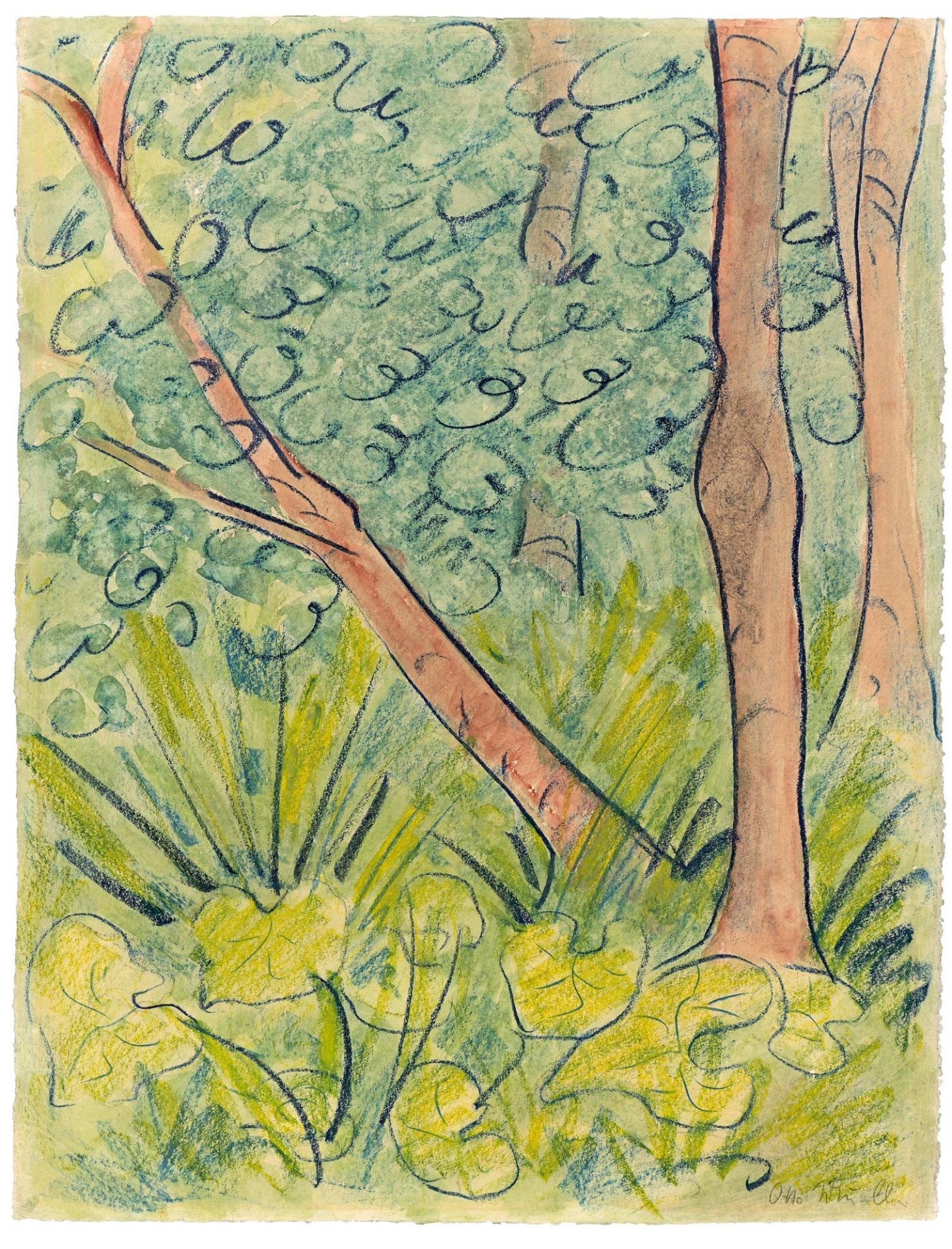 Otto Mueller. „Waldlandschaft mit Gräsern und Pflanzen“. 1924