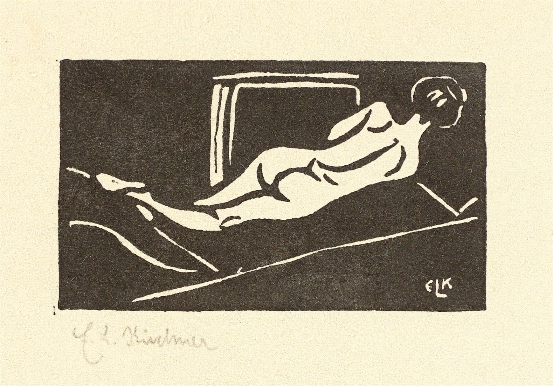 Konvolut. „Liegender Rückenakt“ (Ernst Ludwig Kirchner) / „Stehender Mädchenakt“ (Ernst …. 1904/1905