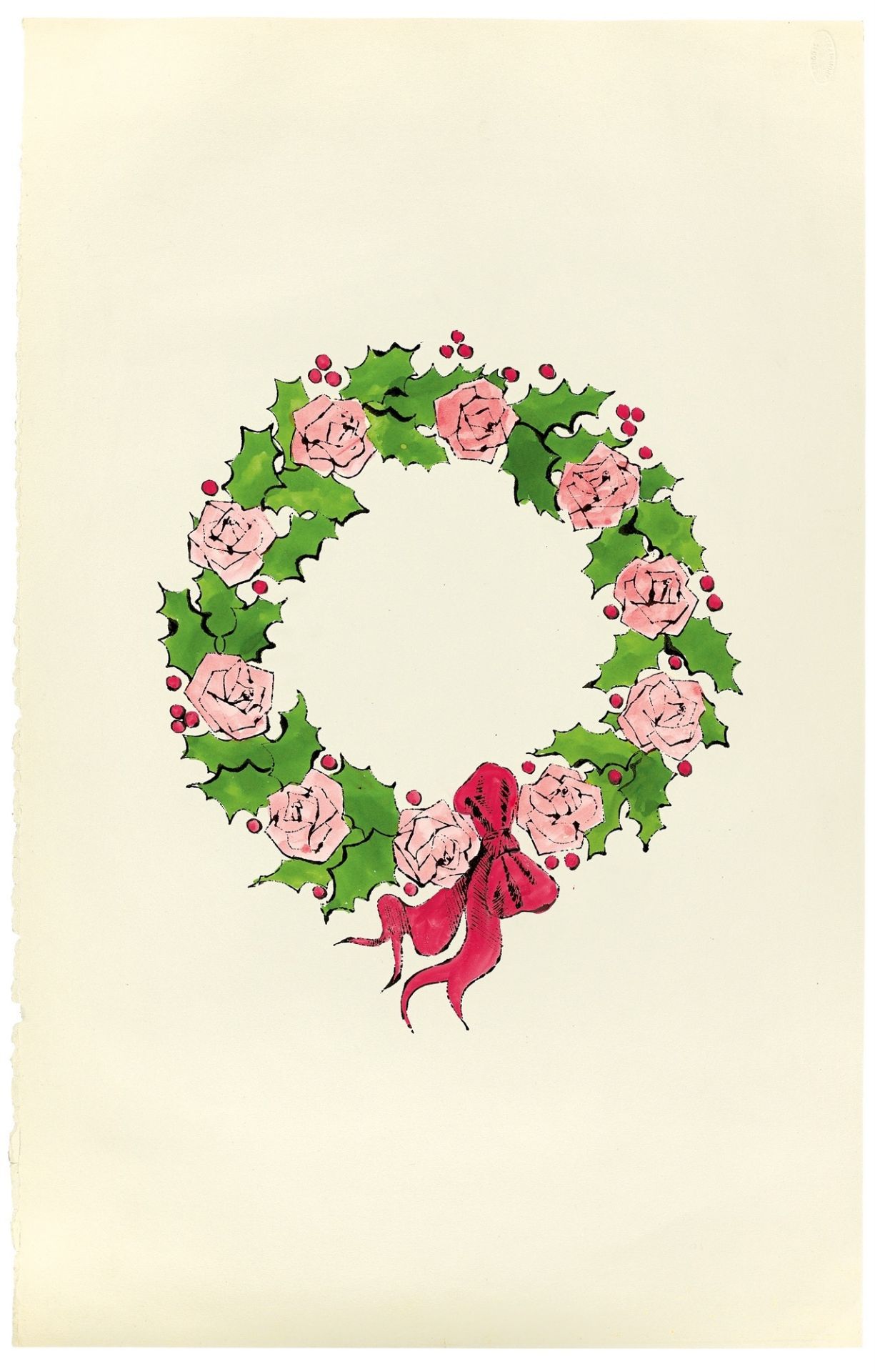 Andy Warhol. Christmas-Wreath with Roses. 1956