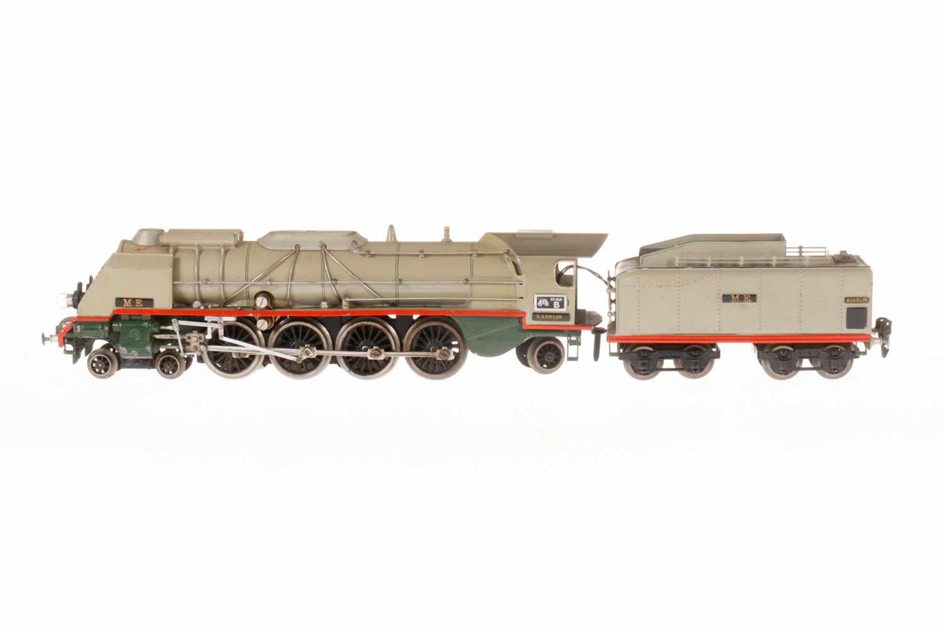 Märklin franz. 2-D-1 ME 70/12920, S 0, elektr., grau HL, mit Tender und 2 el. bel. Stirnlampen, LS