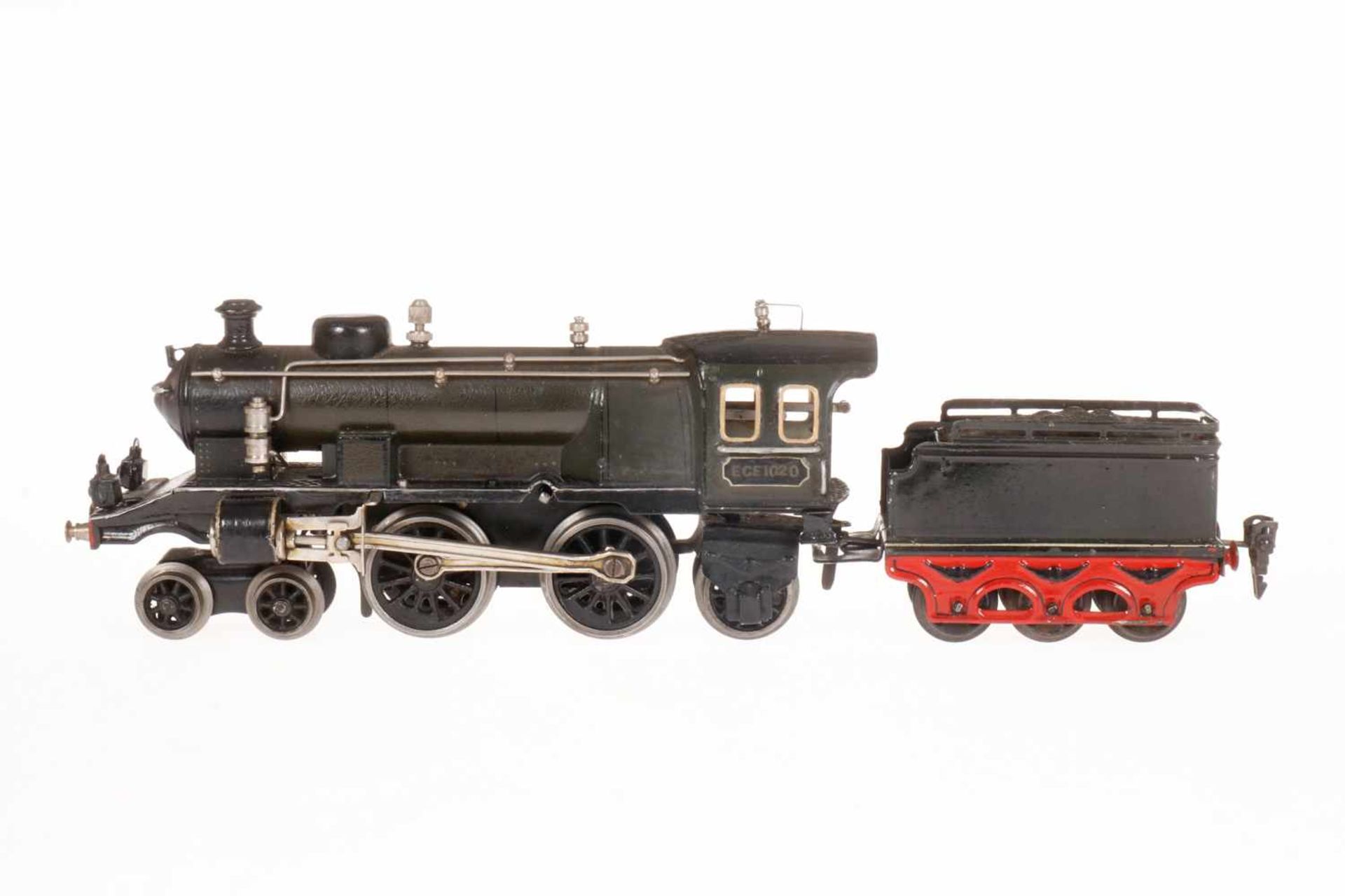 Märklin 2-B-1 Dampflok ECE 1020, S 0, Uhrwerk intakt, grau/schwarz, mit Tender und 2 imit.